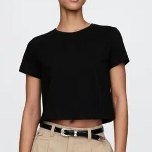 Gap black Organic Cotton Vintage Shrunken Cropped T-Shirt, size small